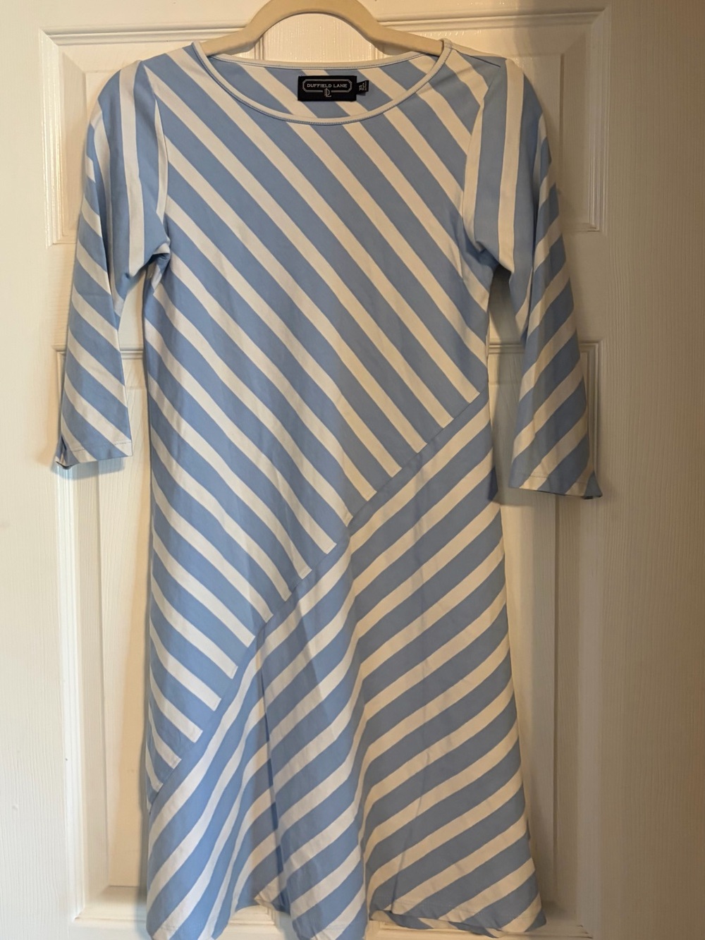 Duffield Lane Blue White Striped Long Sleeve Dress XS